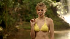 Kelly Adams in yellow bikini bra scene from Death in Paradise