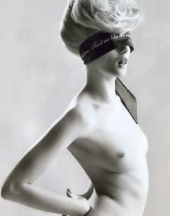 Blonde Eva Riccobono topless black-&-white photo