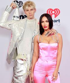 Megan Fox sexy cleavage in pink jumpsuit at the iHeartRadio Music Awards at The Dolby Theatre in Los Angeles