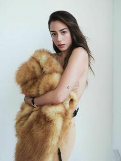 Chloe Bennet topless but covered for Elle, USA Hollywood Rising Class - September 2026