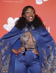 Toni Dreher-Adenuga braless in see through top at the 10th Mon Cheri Barbara Tag at Isarpost in Munich