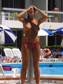 Lucinda Rhodes topless under shower