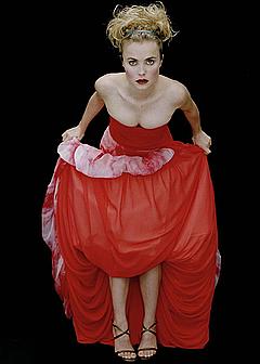 Radha Mitchell in red dress