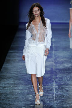 Lais Navarro in see through blouse runway image