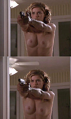 Amanda Peet topless with gun in The Whole Nine Yards