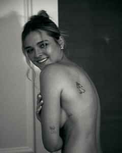 Charlotte Lawrence topless black-&-white photo