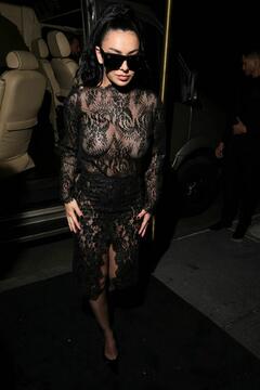 Charli XCX see through to boobs at the Saint Laurent Met Gala After Party