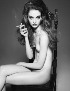Codie Young smoking fully nude