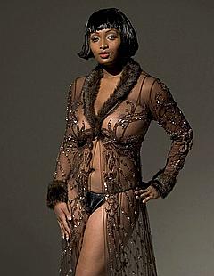 Toccara Jones nude boobs under see through peignoir
