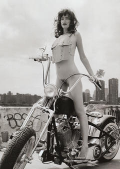 Paz de la Huerta bottomless at motorbike