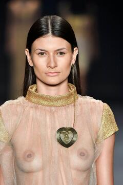 Ariane Norbel see through to pierced nipples at Acquastudio FW 2015 Sao Paulo Fashion Week