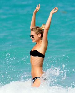 Sarah Brandner in black bikini