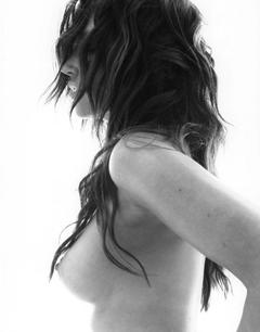 Angelica Bridges topless black-&-white image