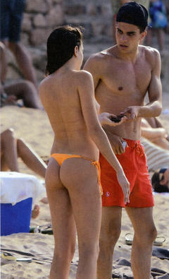 Samira Salome topless on a beach with friend
