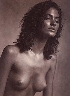 Shalom Harlow nude tits black-&-white photo