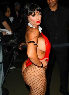 Nicole Coco Austin sediboob at Heidi Klum's Halloween party in New York