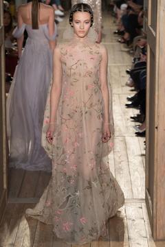 Greta Varlese runway in see through dress at Valentino Couture FW 2016 Fashion show in Paris