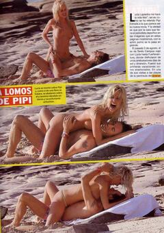 Lucia Lapiedra topless paparazzi collage