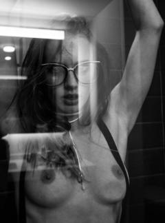 Olivia North nude breasts black-&-white photo