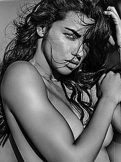 Adriana Lima topless cover her breasts