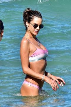 Alessandra Ambrosio sexy in bikini on the beach in Brazil