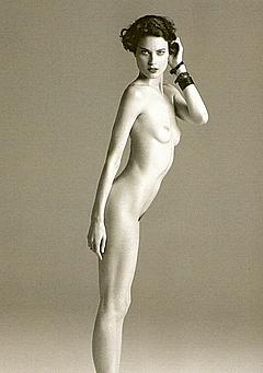 Shalom Harlow fully nude black-&-white mag scan