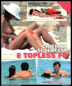 Cristina Parodi topless on a beach paparazzi collage
