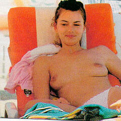 Paulina Porizkova topless on a beach paparazzi photo