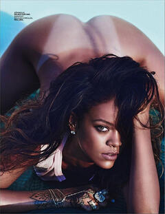 Rihanna bottomless shows her nude ass in Lui Magazine - Summer 2014