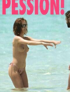 Gabriella Pession topless with honey paparazzi image