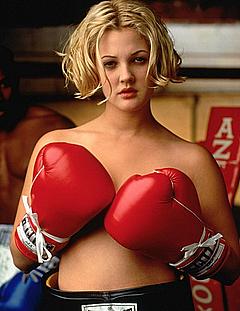 Drew Barrymore as topless boxer