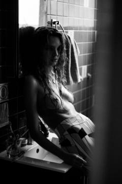 Morgan Fletchall topless in a bath