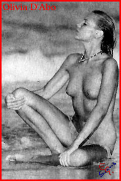 English-American actress, singer and songwriter Olivia d'Abo topless black-&-white image
