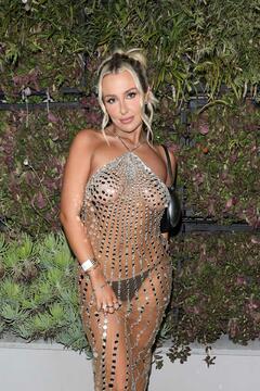 Tana Mongeau braless in sheer dress attends Grammy after party in Los Angeles - February 02, 2025