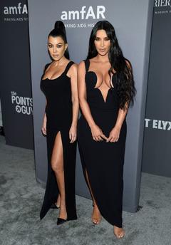 Kourtney Kardashian and Kim Kardashian sexy cleavage at amfAR New York Gala 2019