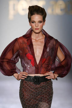 Marta Espanol runway in see through blouse