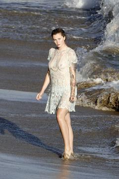 Ireland Baldwin in see through dress
