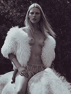 Aline Weber topless at horse