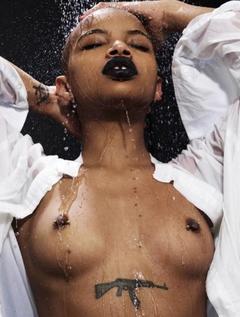 Slick Woods topless photo from Instagram
