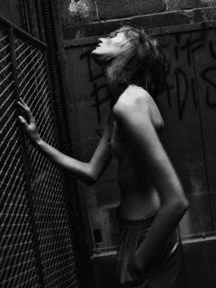 Sanne Vloet topless black-&-white image
