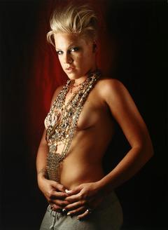 Singer Pink posing topless