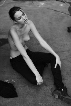 Kristina Tsvetkova topless black-&-white picture