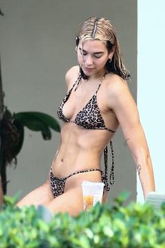 Dua Lipa in bikini poolside in Miami
