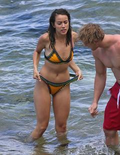 Chloe Bennet in orange bikini