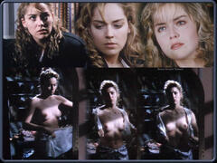 Sharon Stone shows her nude tits at Scissors