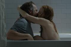 Jessica Chastain naked in a bathtub at Memory