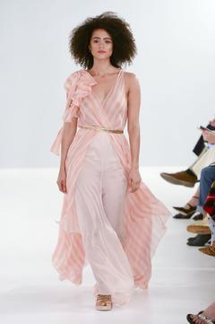 Nathalie Emmanuel in see through dress at Temperley London Spring 2019 Show