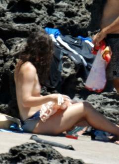 Keira Knightley topless on a beach in Pantelleria