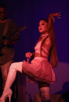 Ariana Grande performing at Sweetener World Tour in London