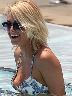 French model Coraline Receveur nipple slip in Miami